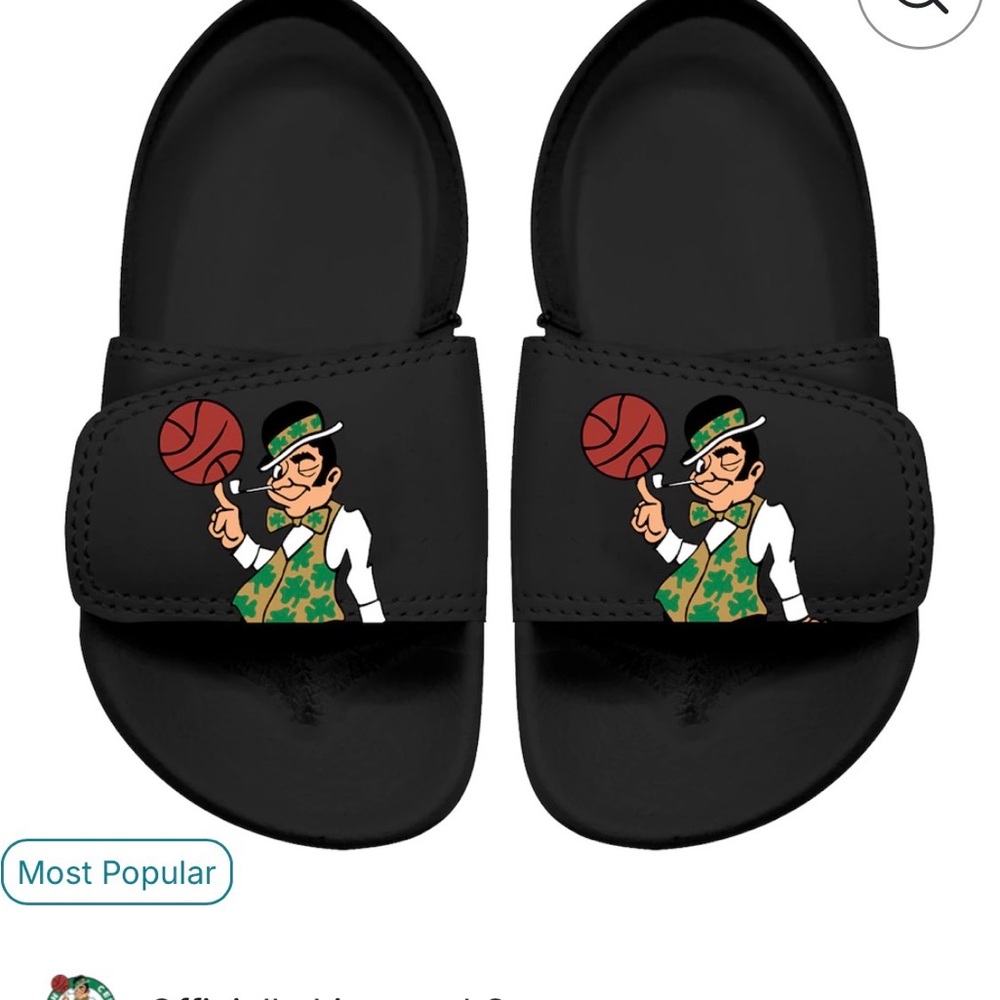 NBA Kids Black Slide Sandals with Basketball Graphic